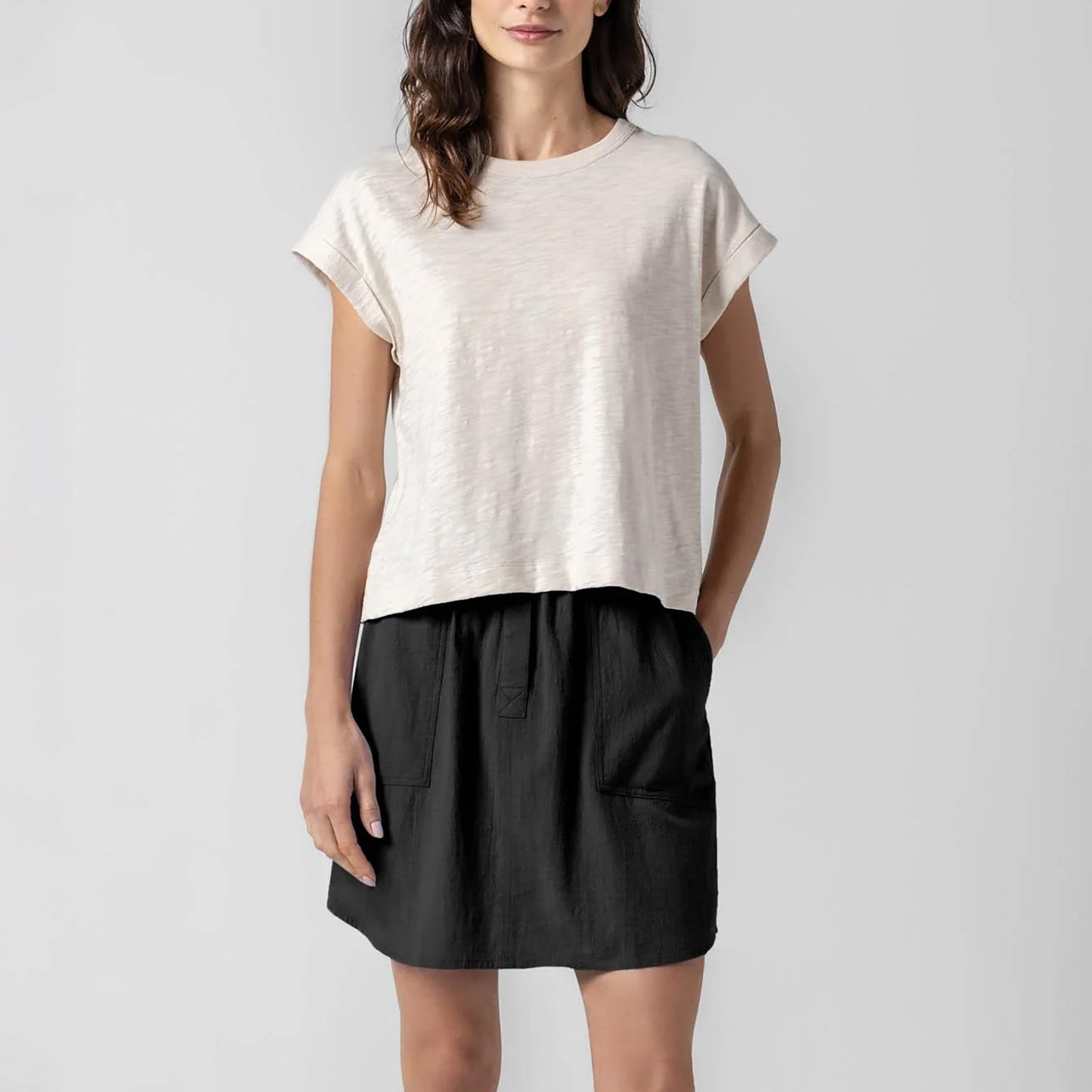 Sleeveless Boxy Crew in Canvas
