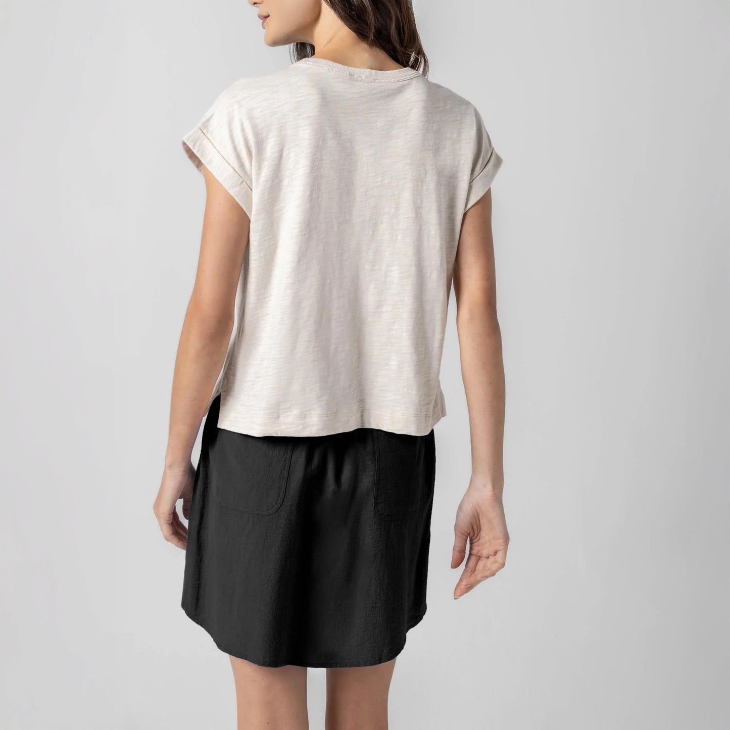 Sleeveless Boxy Crew in Canvas