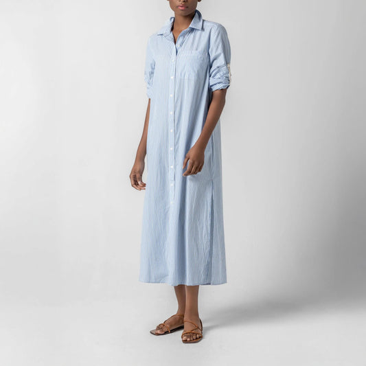 Maxi Shirt Dress in Malibu Stripe