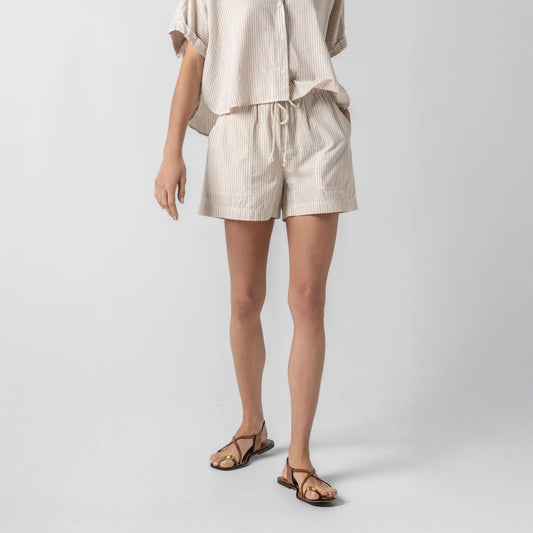 Pocket Short in Flax Stripe