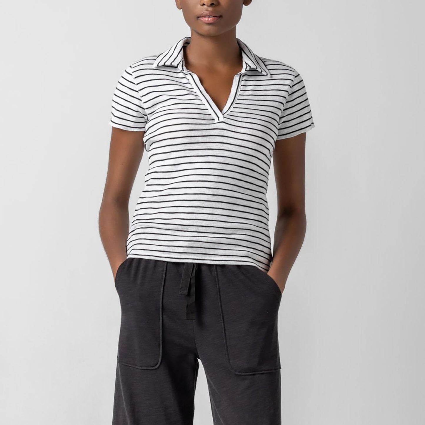 Striped Polo in Black & White