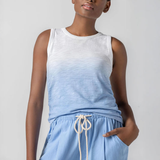 Ombre Back Seam Tank in Harbor
