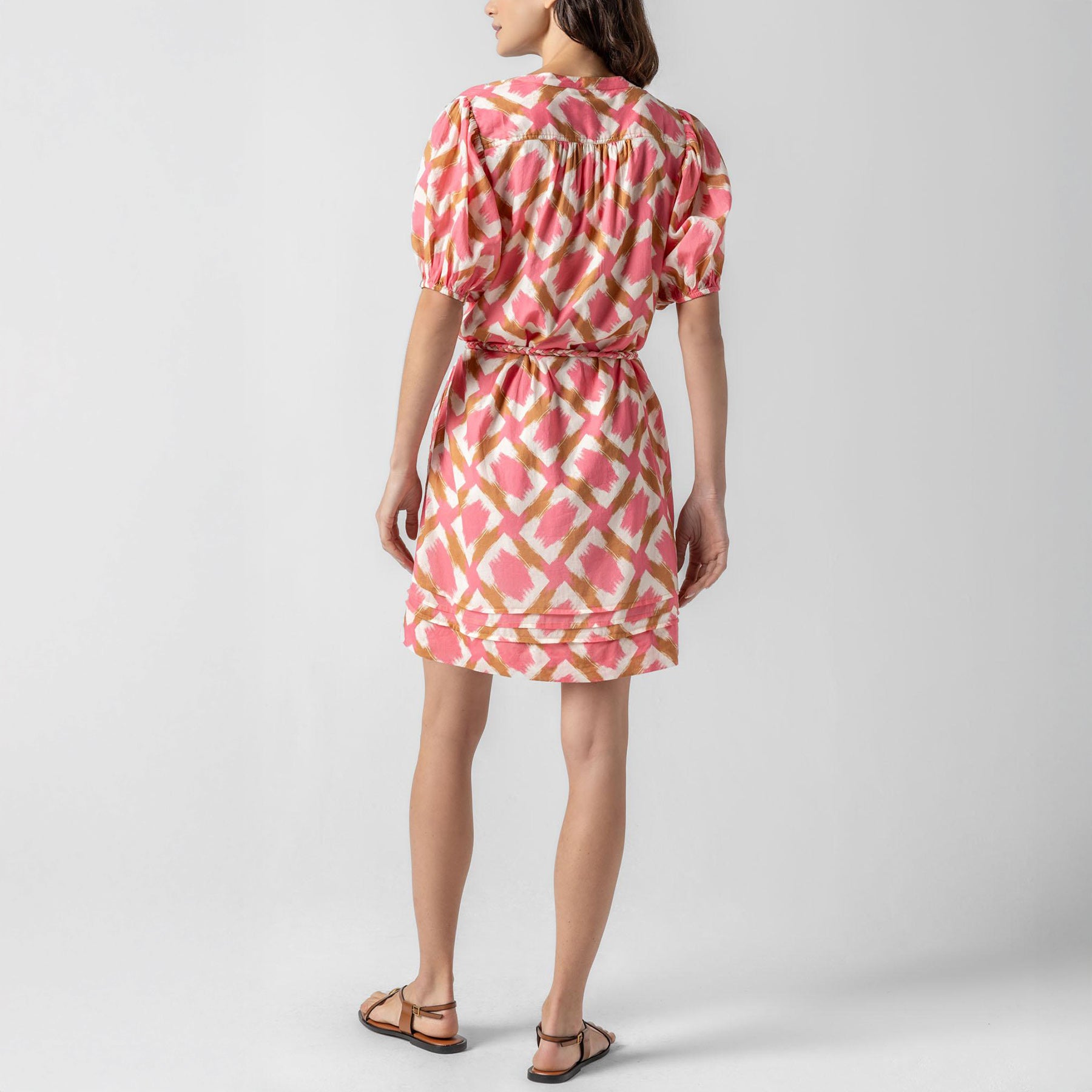 Shirred Dress in Punch Ikat