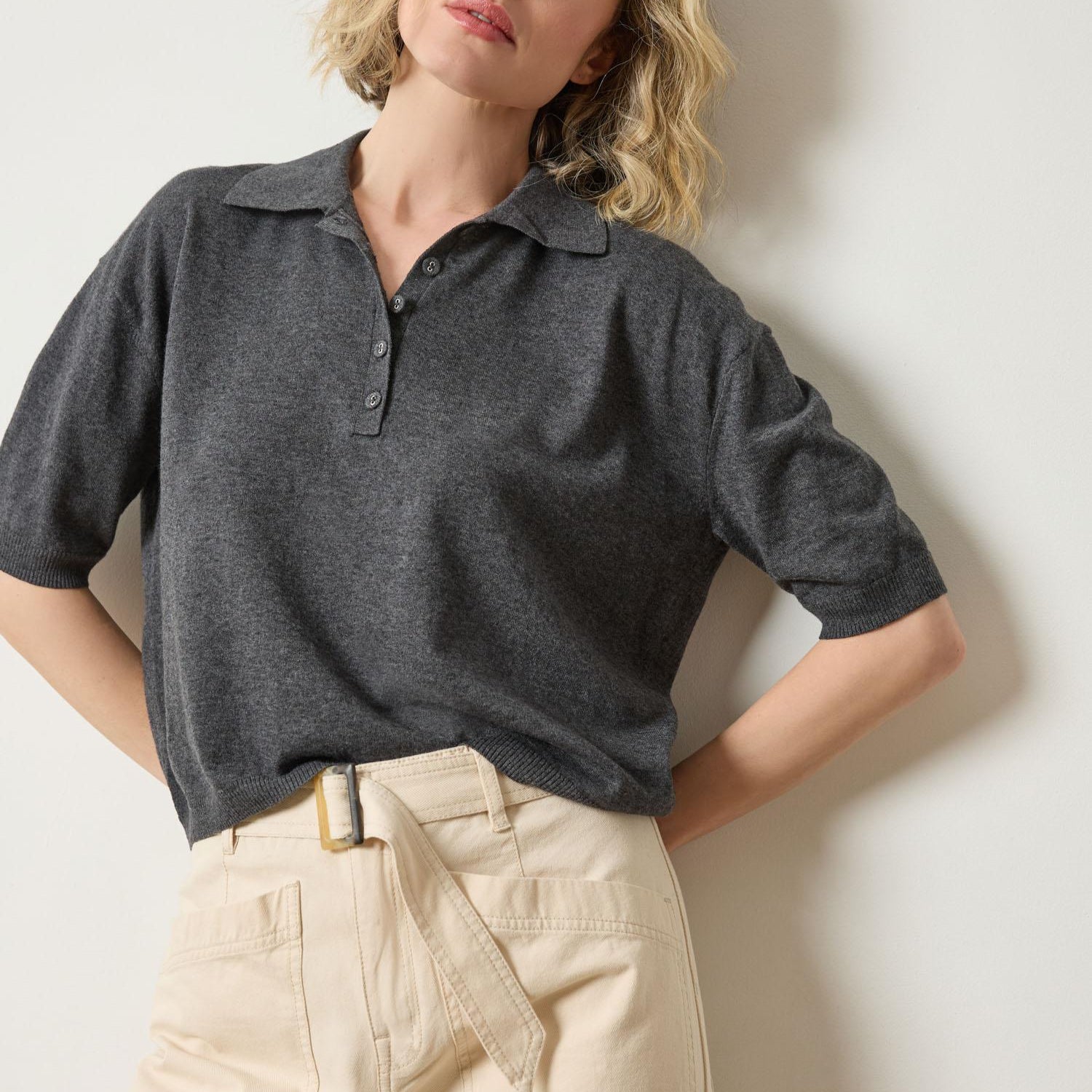 Polo Neck Sweater in Licorice