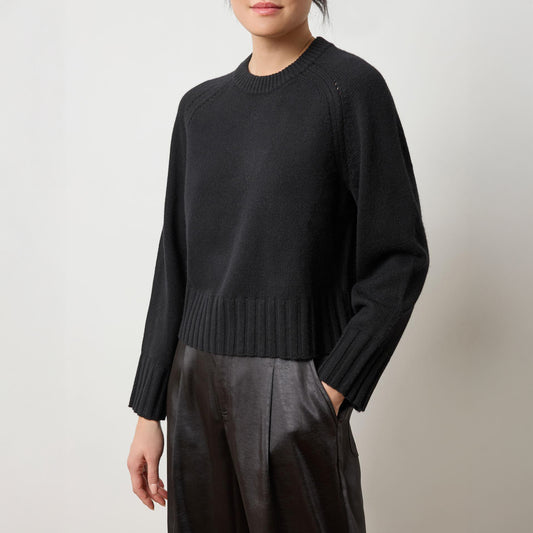 Saddle Sleeve Sweater in Black