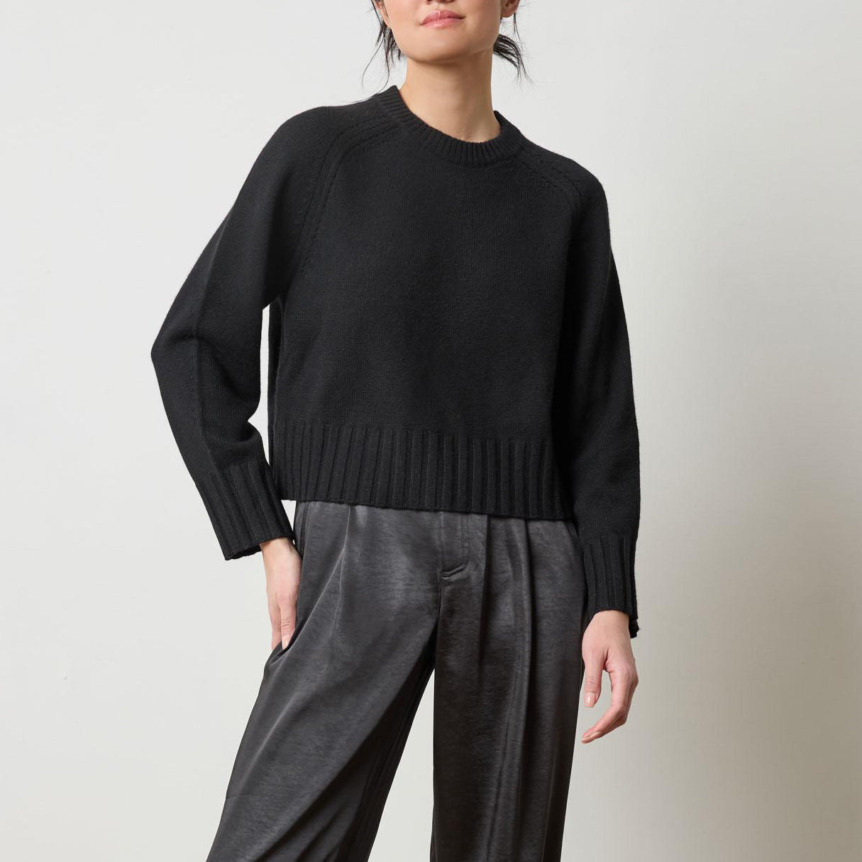 Saddle Sleeve Sweater in Black