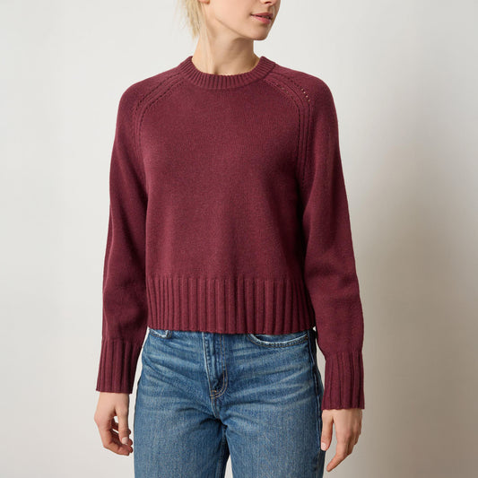 Saddle Sleeve Sweater in Plum