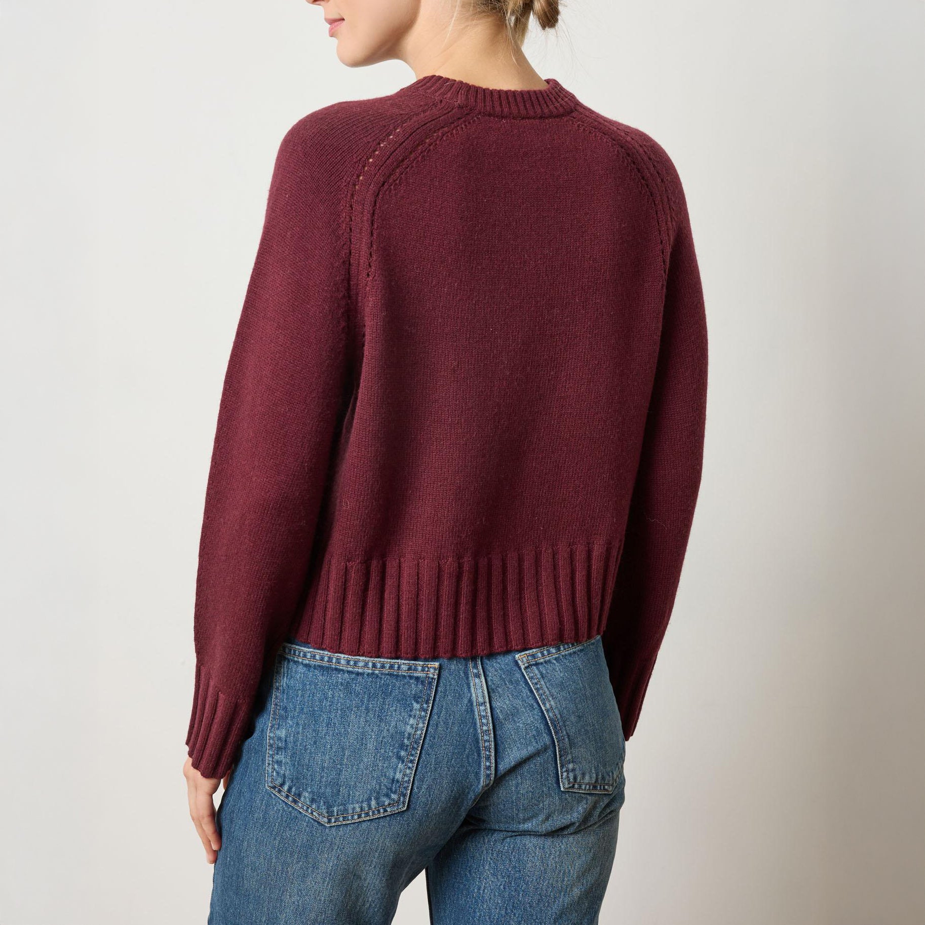 Saddle Sleeve Sweater in Plum