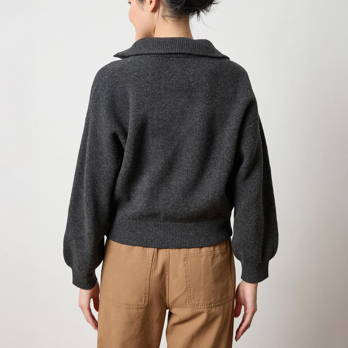 Zip Front Bomber Sweater in Graphite