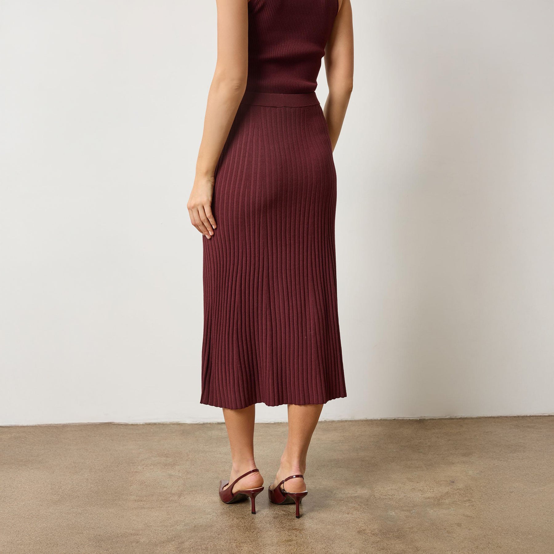 Straight Rib Skirt in Dark Cherry