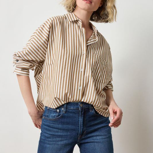 Dolman Button Down in Dijon Stripe