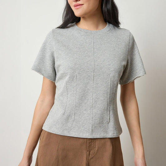 Darted Elbow Sleeve Sweatshirt in Heather Gray