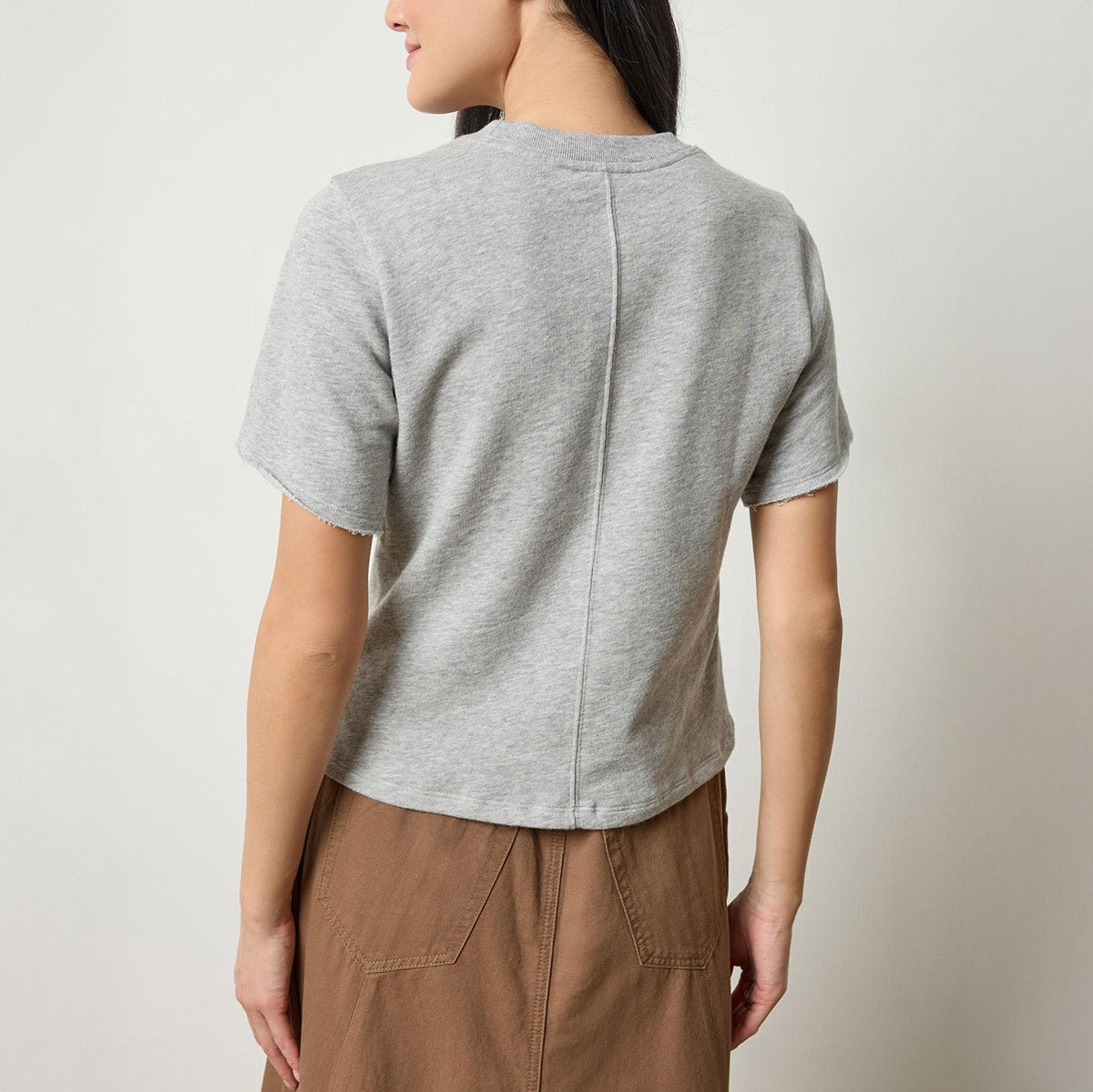 Darted Elbow Sleeve Sweatshirt in Heather Gray