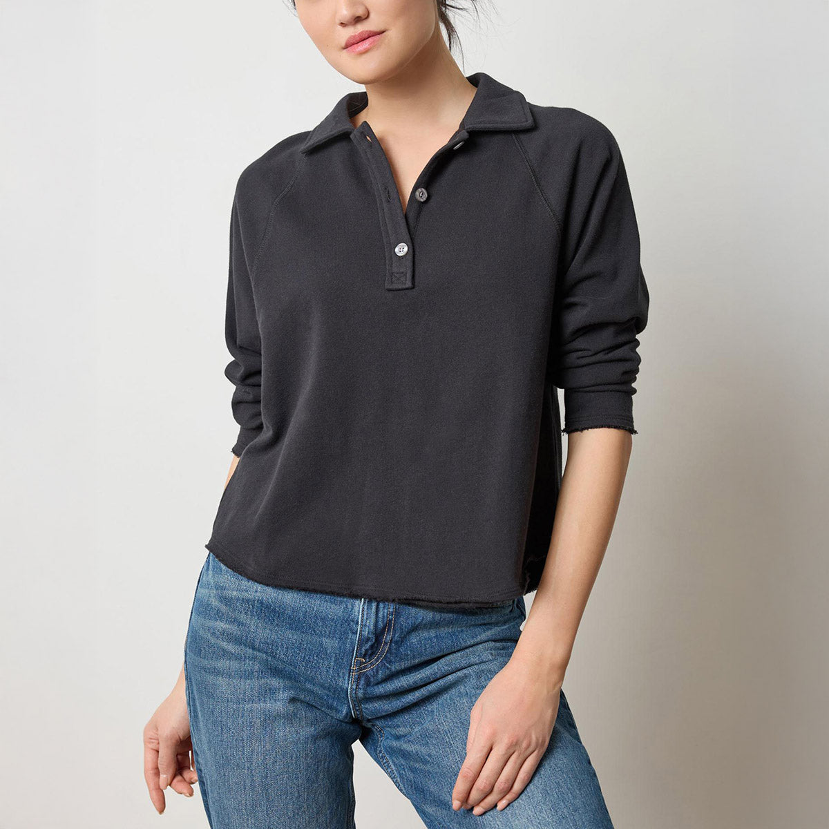 Shirttail Polo in Black