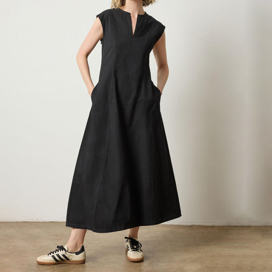 Twill Maxi Dress in Black