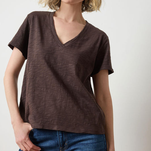 Boyfriend V Neck Tee in Espresso