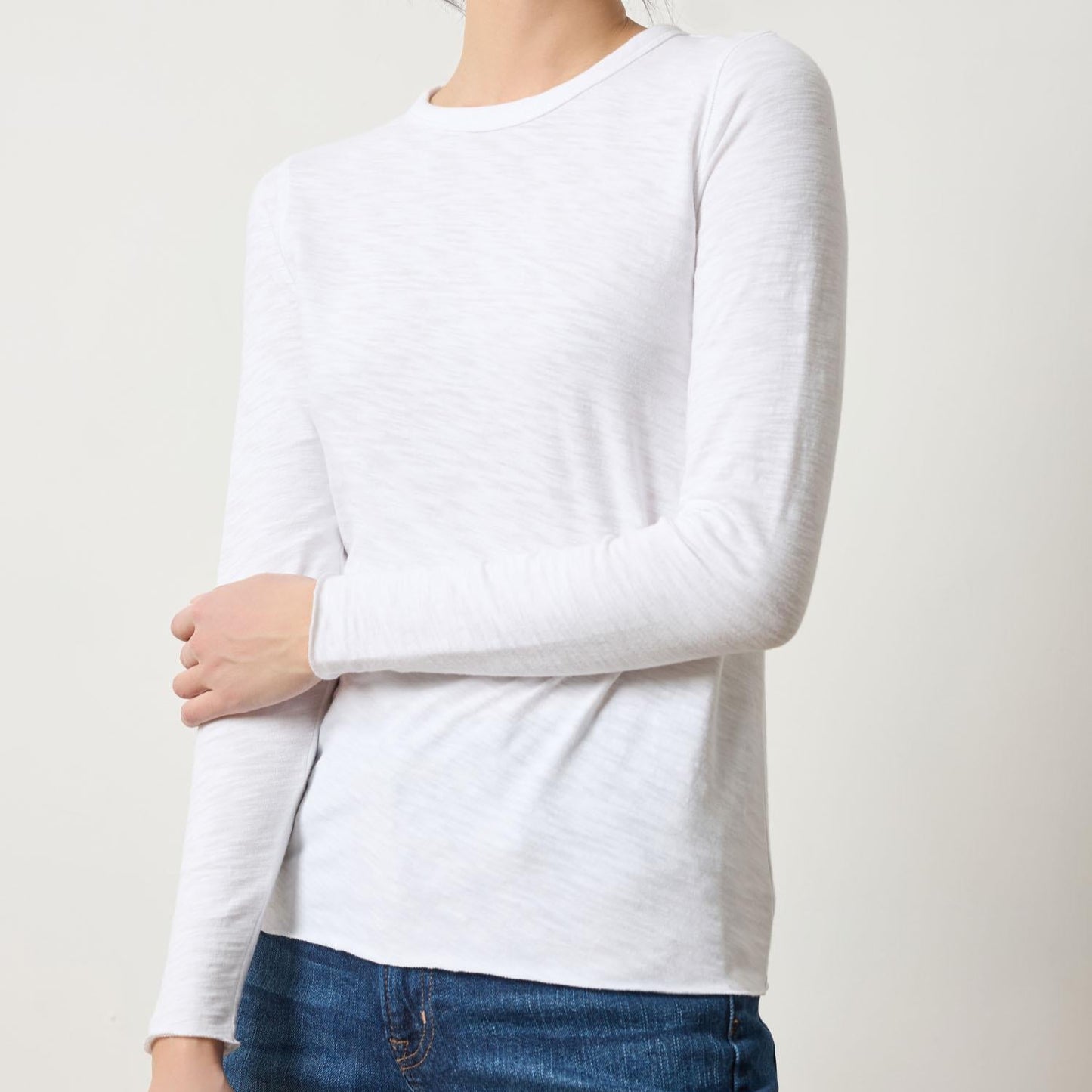 Bias Long Sleeve Tee in White