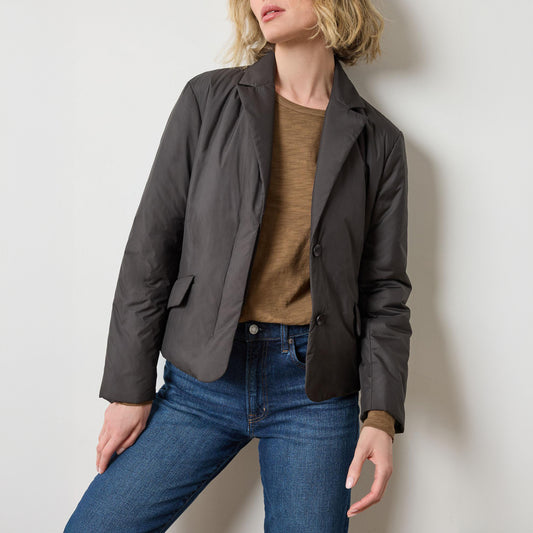 Padded Nylon Blazer in Black