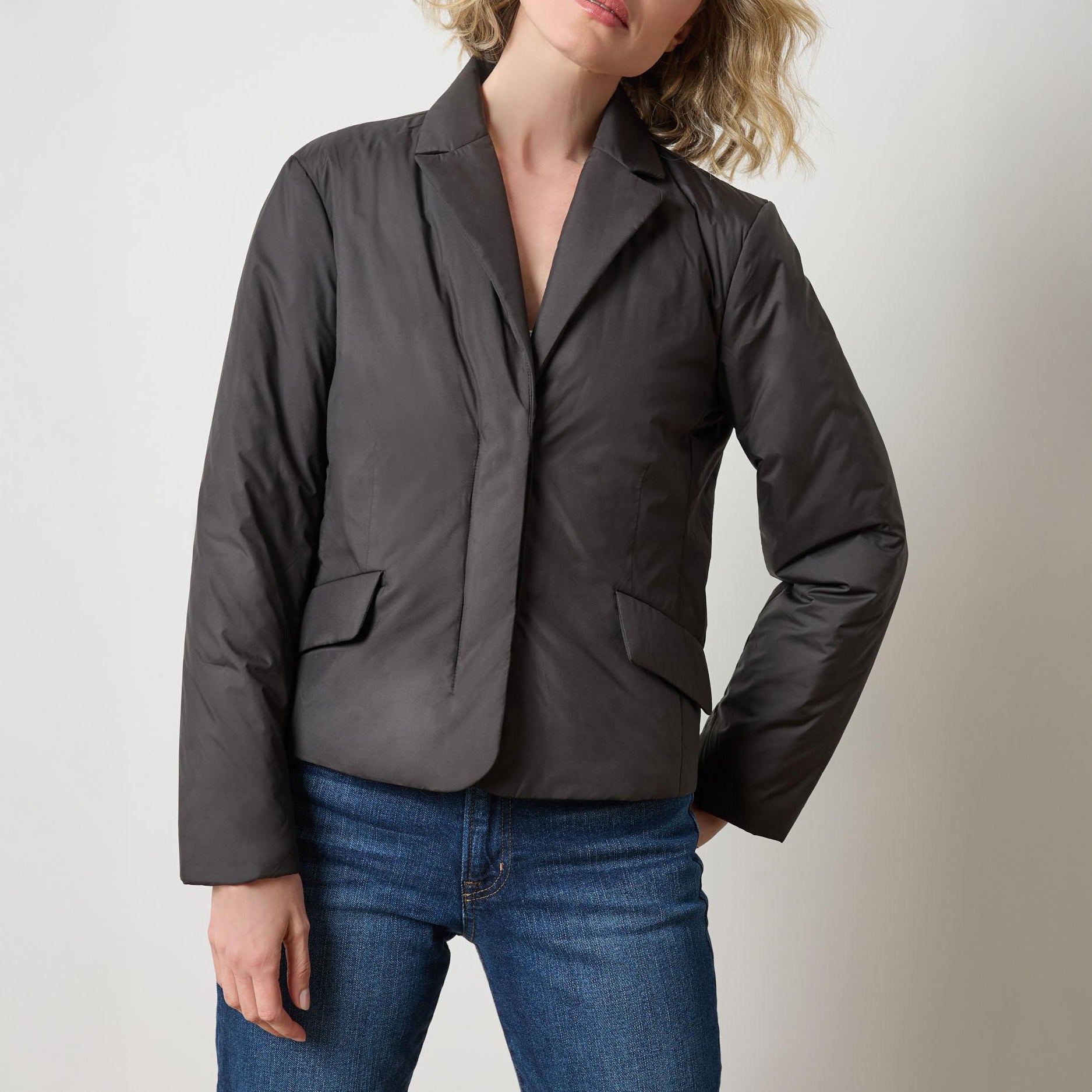 Padded Nylon Blazer in Black