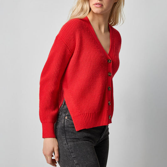 Side Vent Cardigan in Scarlet
