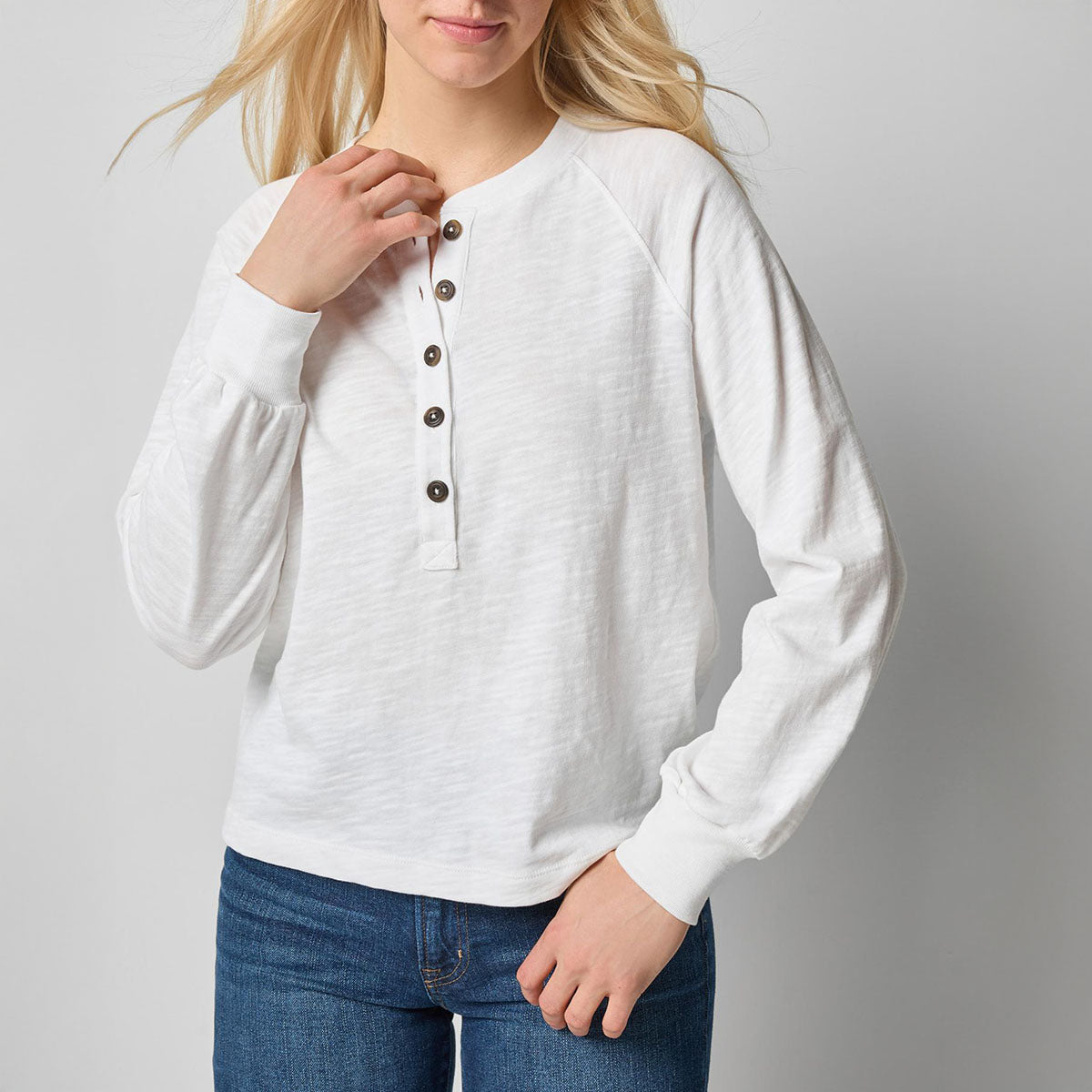 Full Sleeve Henley in White