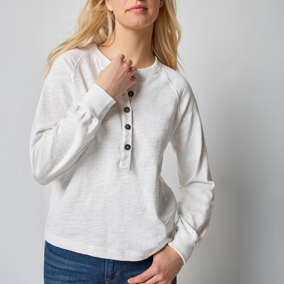 Full Sleeve Henley in White