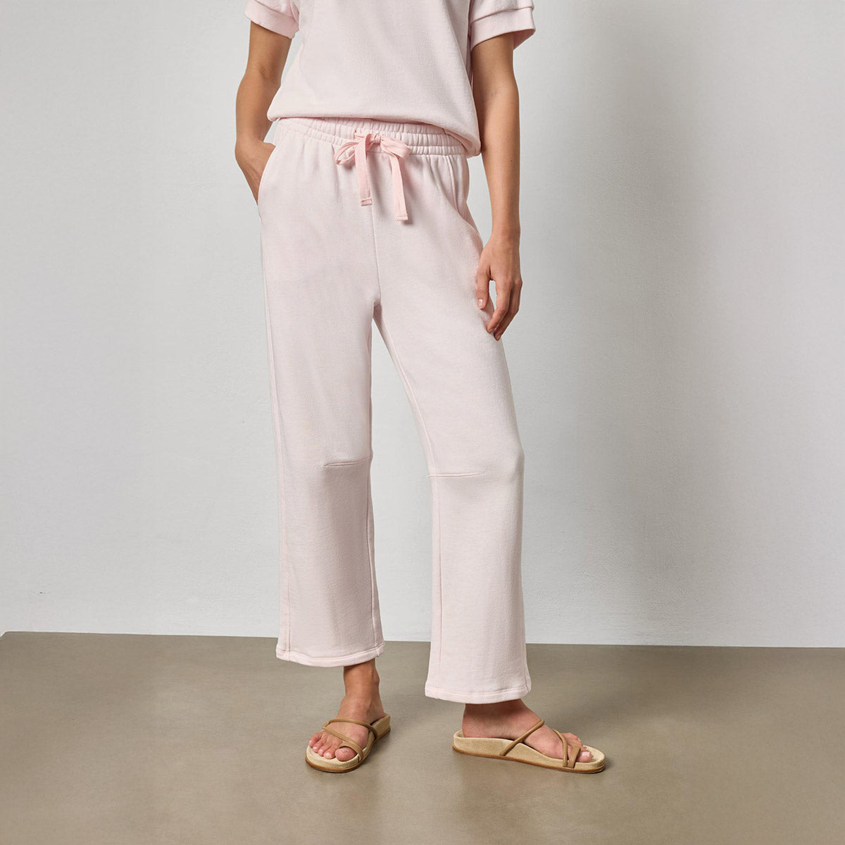 Side Panel Terry Pant in Rosewater