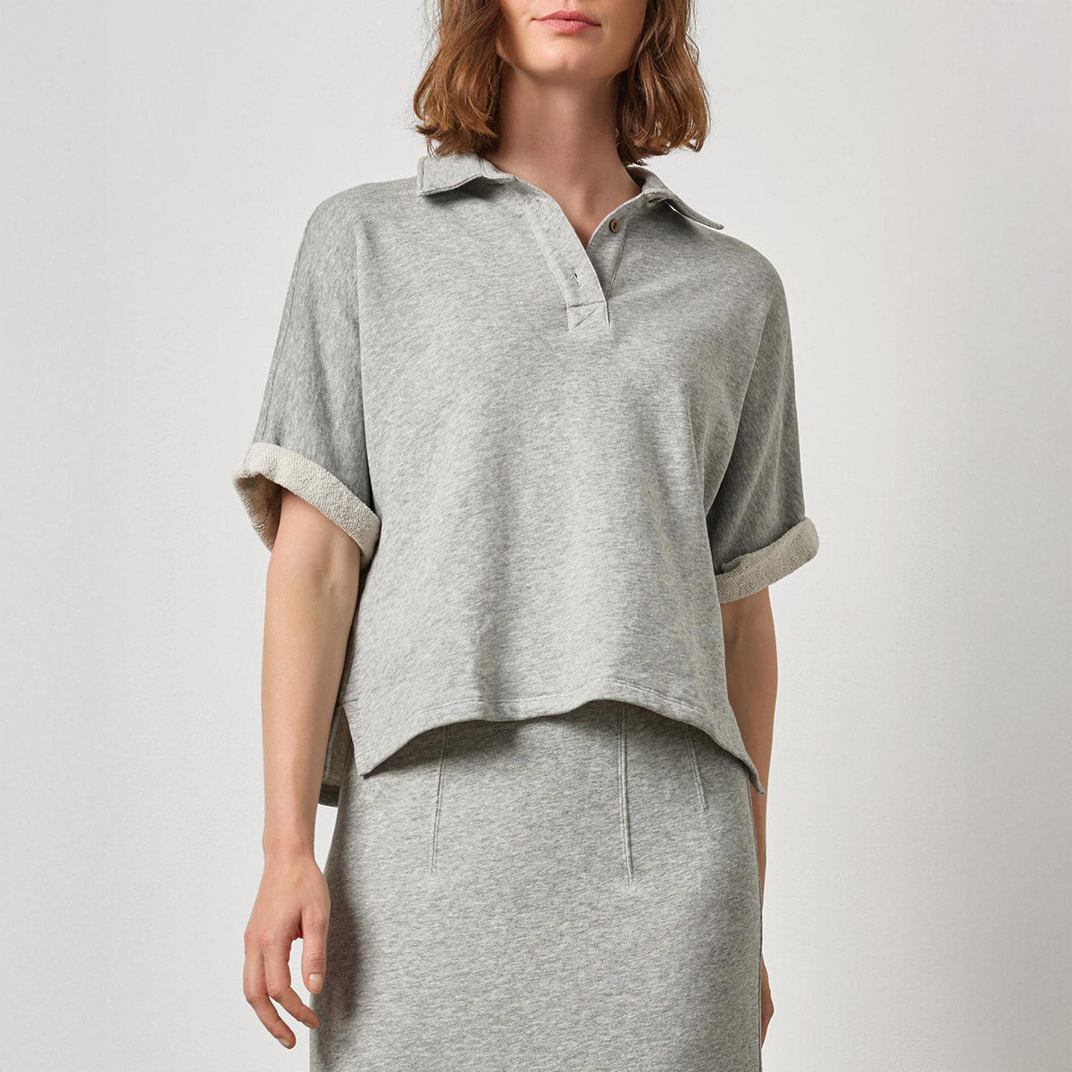 Oversized Terry Polo in Heather Grey