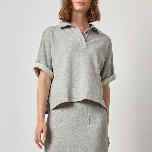 Oversized Terry Polo in Heather Grey