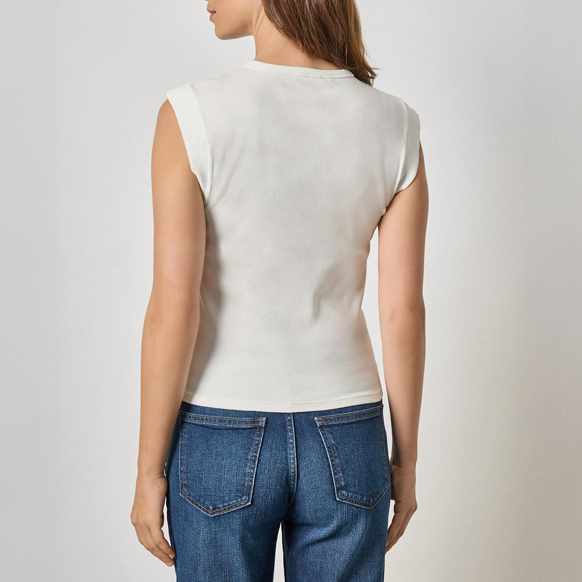Cap Sleeve Henley in White
