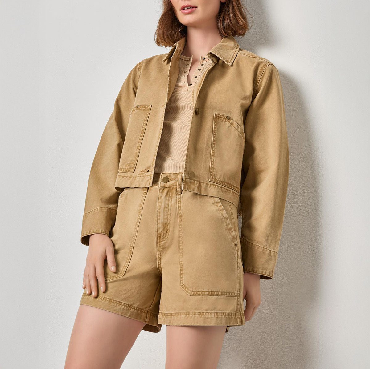 Twill Utility Jacket in Buckwheat