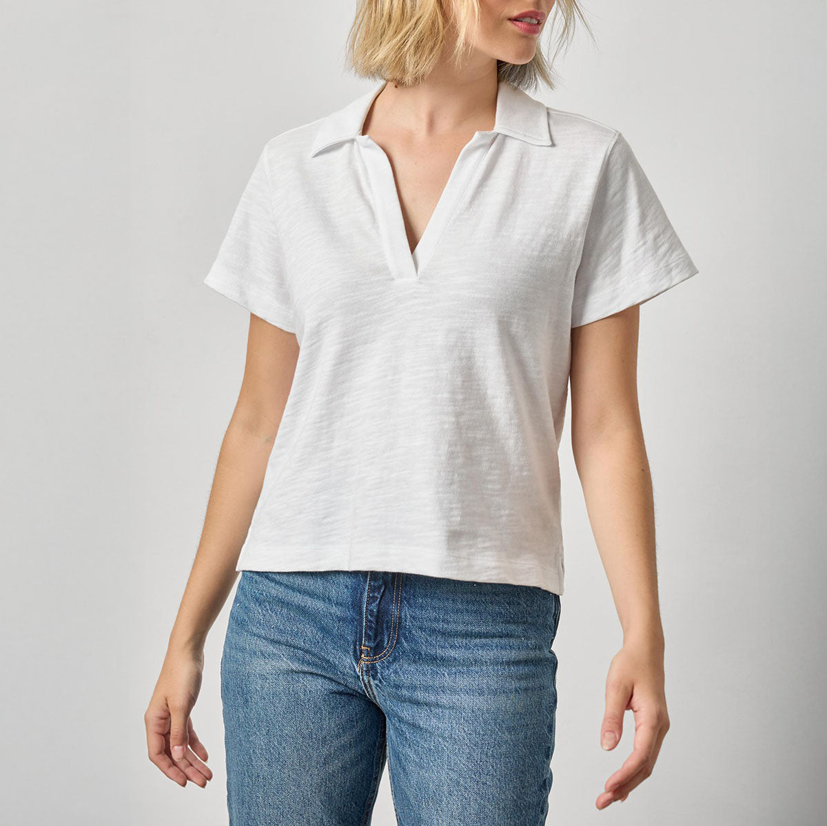 Vintage Short Sleeve Polo in White