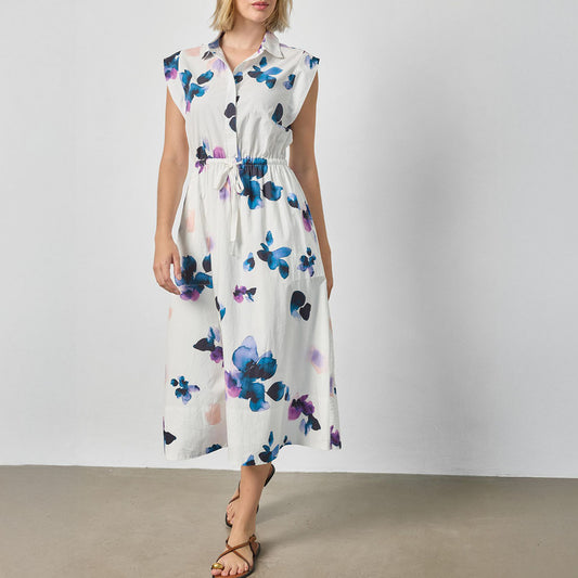 Gusset Sleeve Maxi Dress in Orchid Print