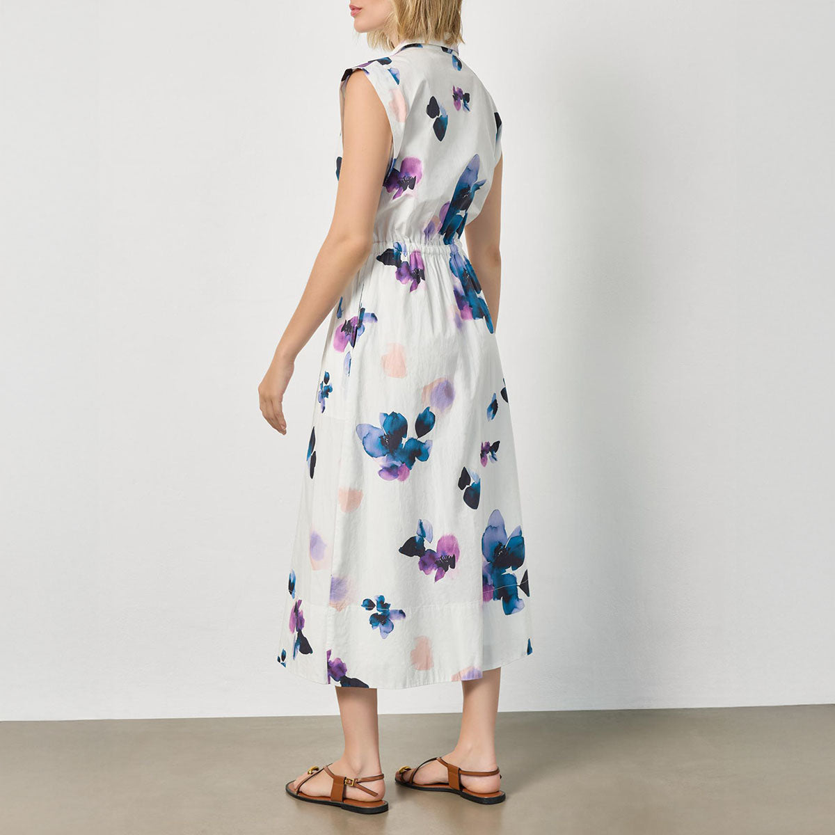 Gusset Sleeve Maxi Dress in Orchid Print