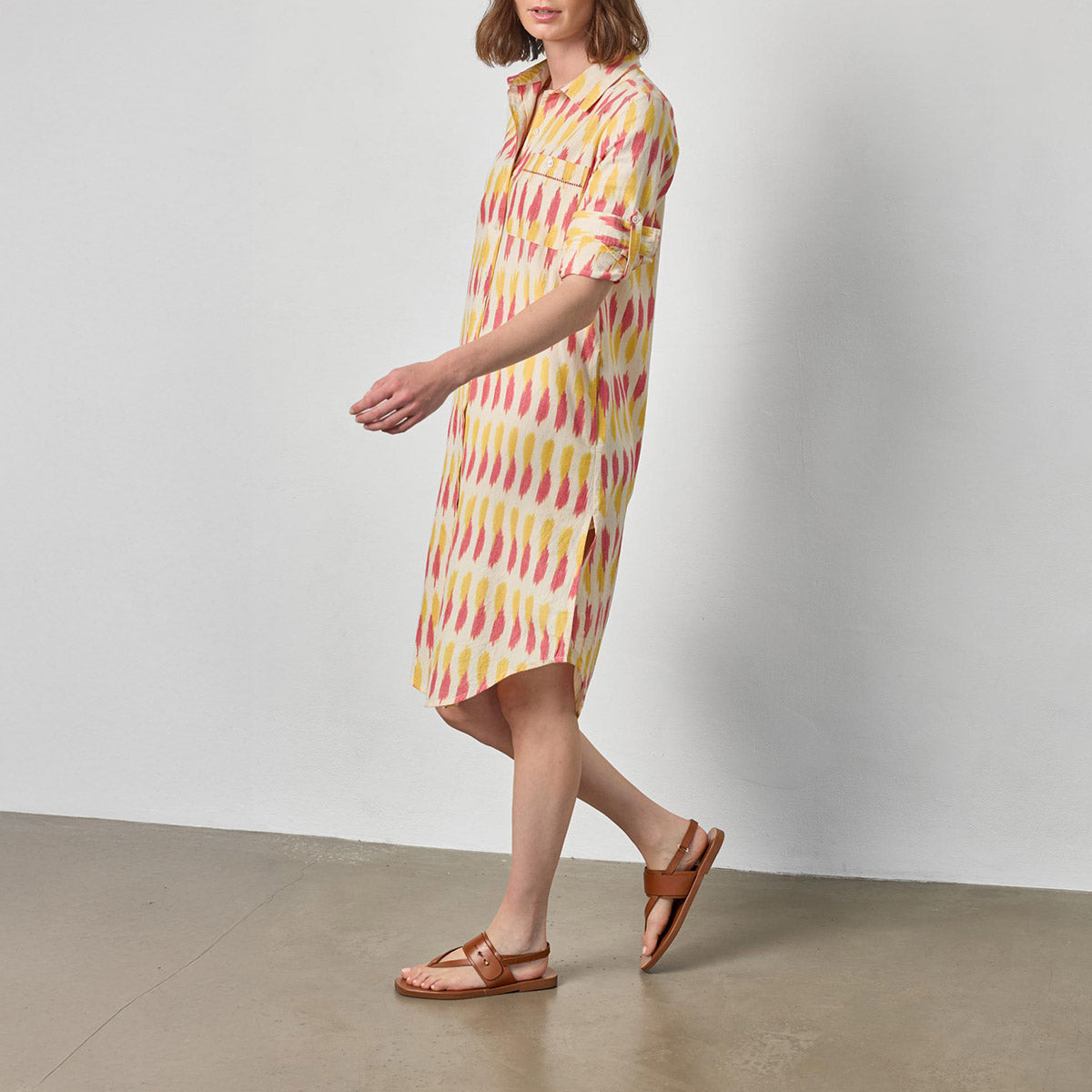 Ikat Shirt Dress in Taffy Ikat