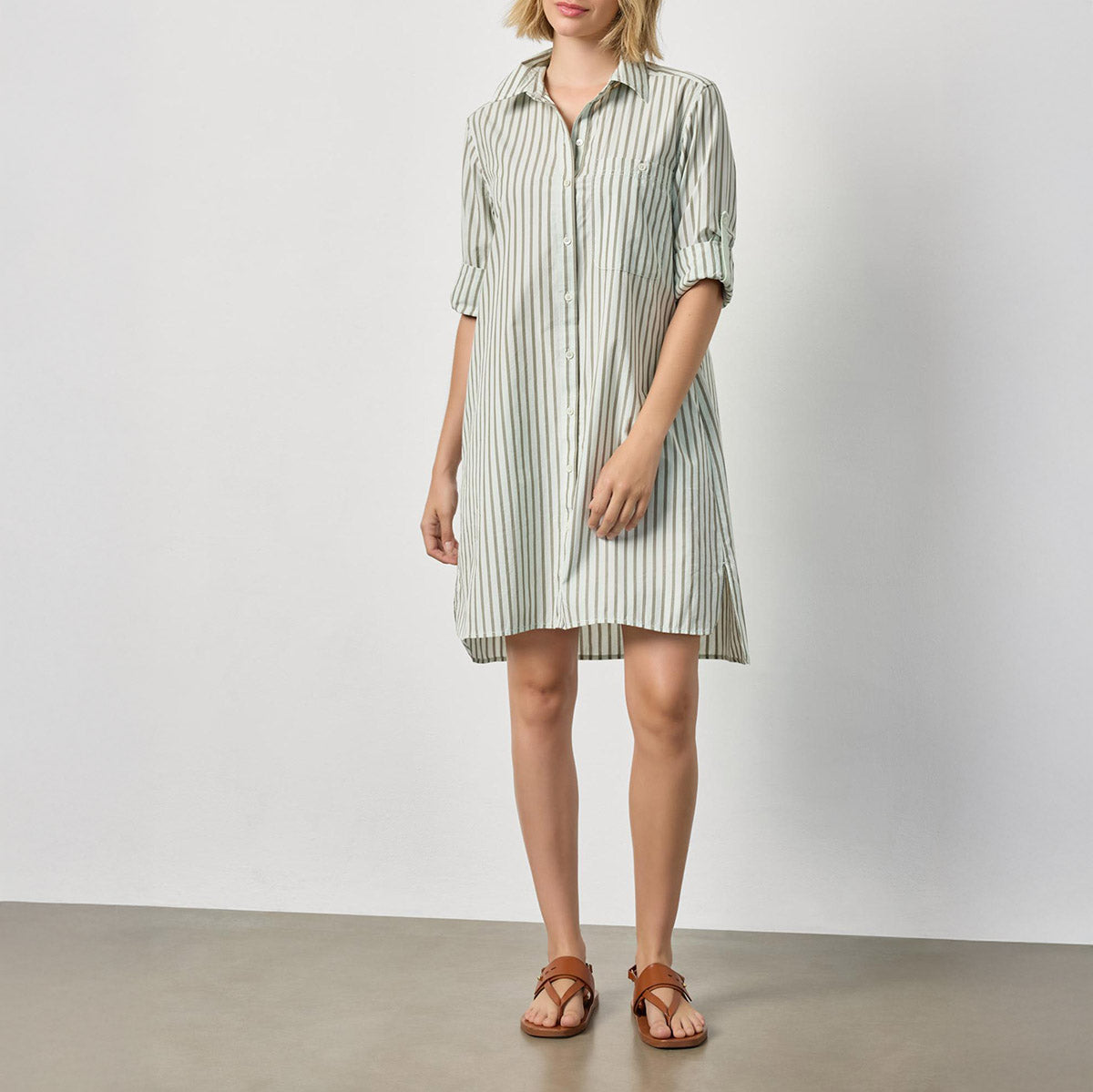 Striped Shirt Dress in Pool Stripe