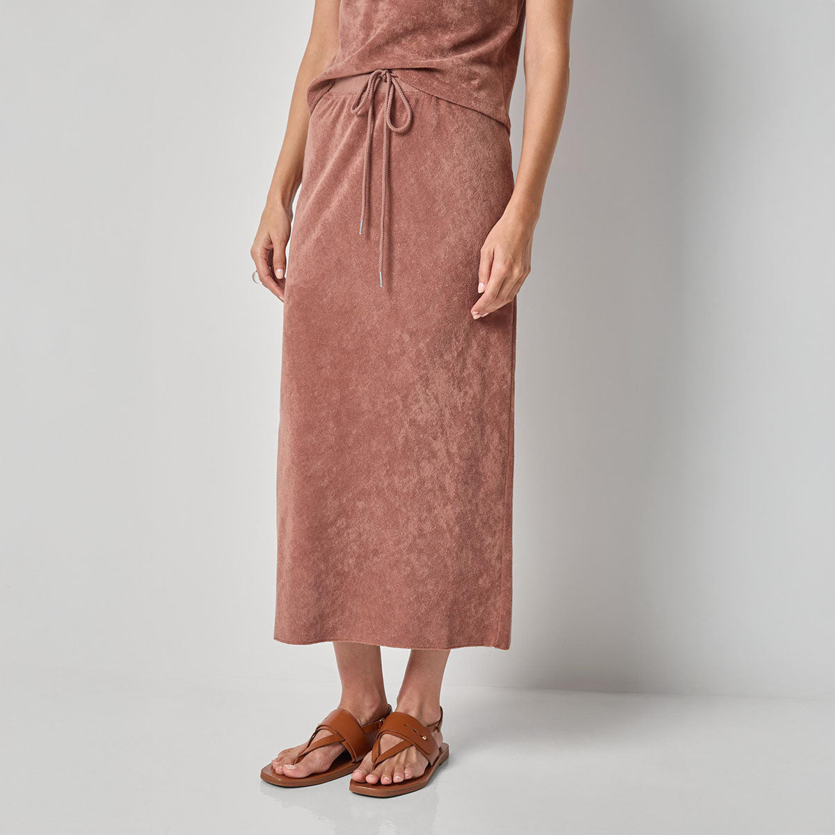 Terry Bias Skirt in Bark