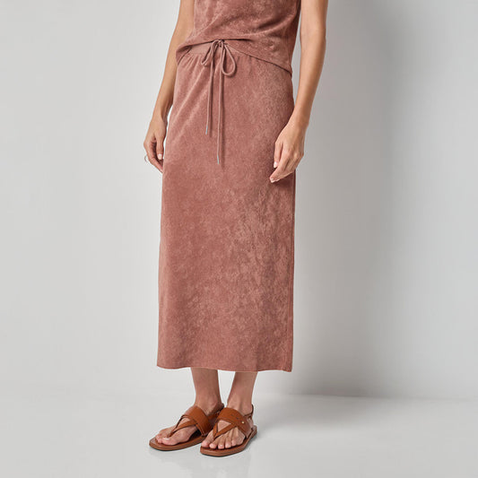 Terry Bias Skirt in Bark