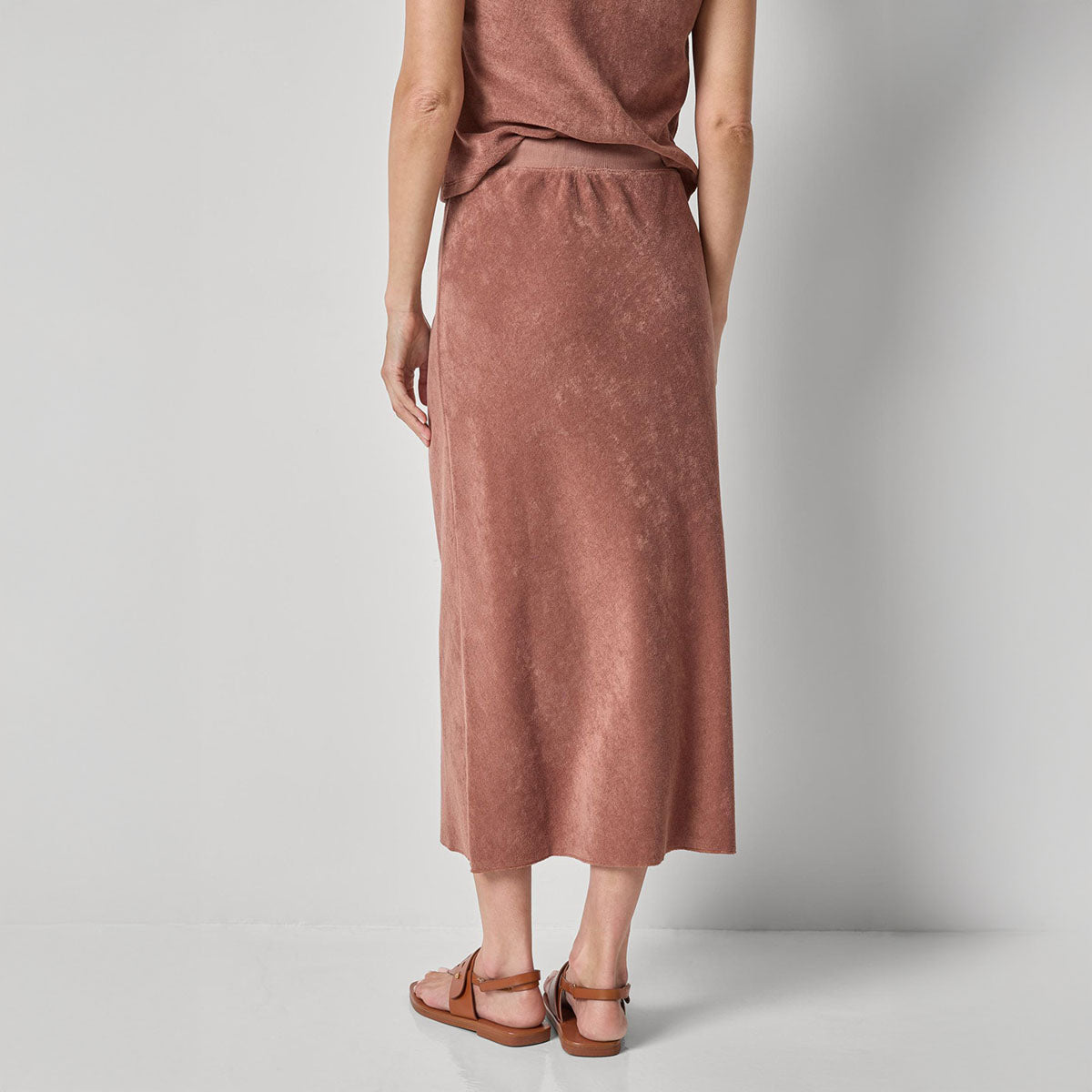 Terry Bias Skirt in Bark