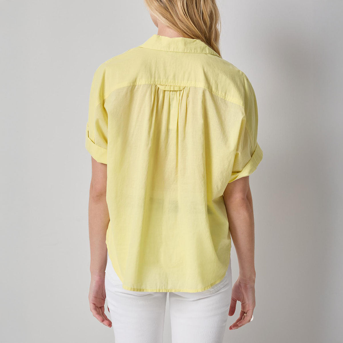 Elbow Sleeve Button Down in Lemon