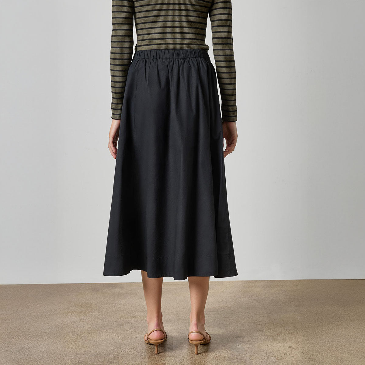 Paneled A-Line Skirt in Black