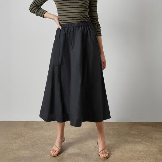 Paneled A-Line Skirt in Black
