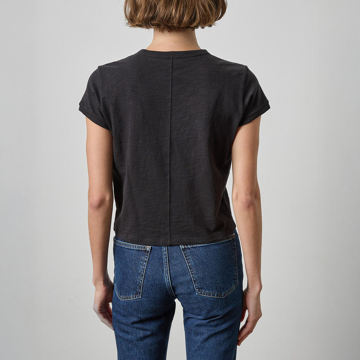 Boxy Cap Sleeve Tee in Black