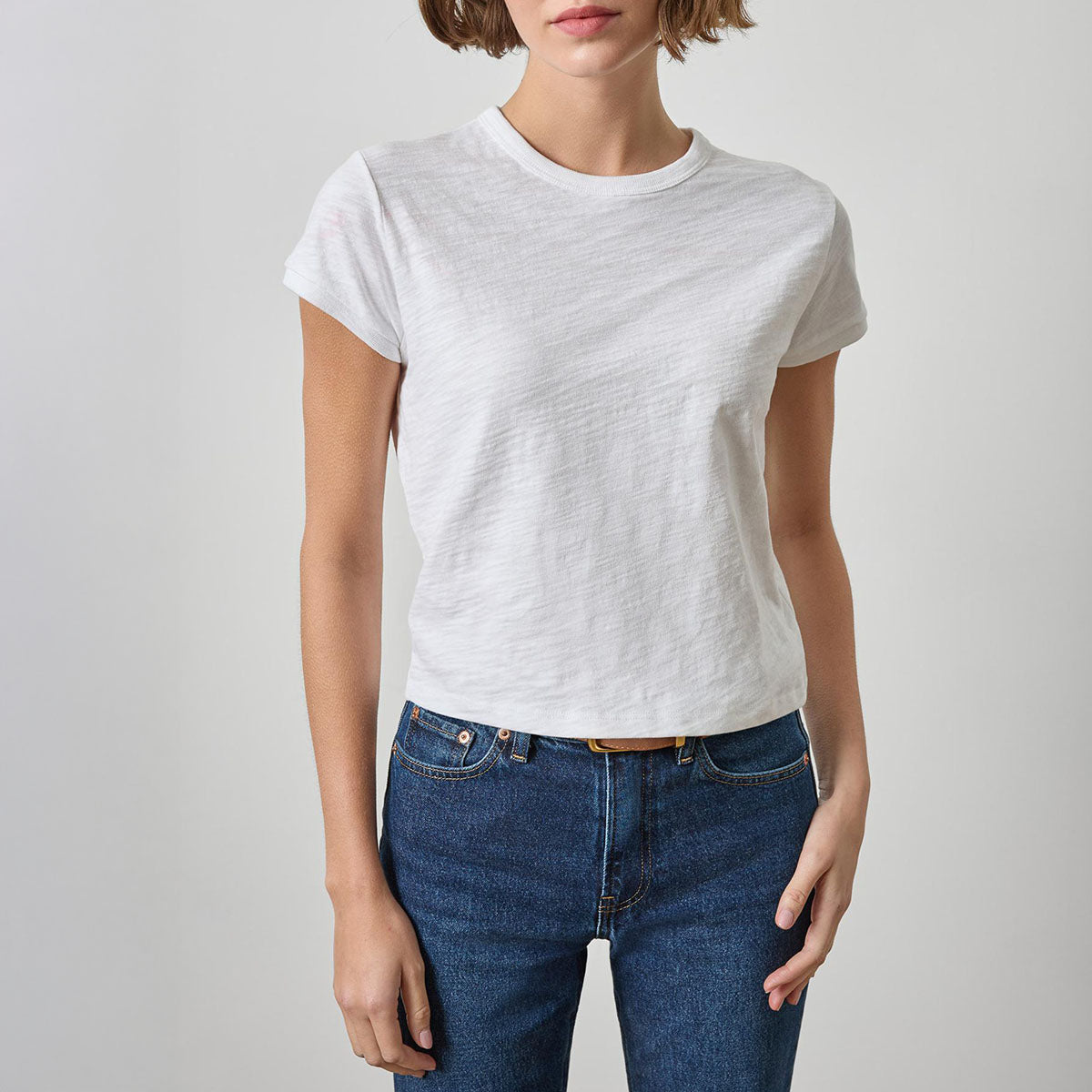 Boxy Cap Sleeve Tee in White