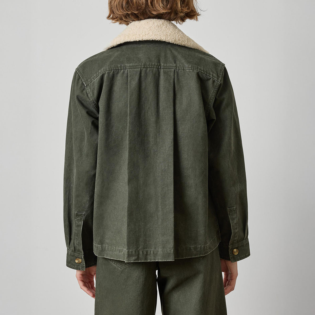 Washed Twill Pleat Back Jacket in Juniper
