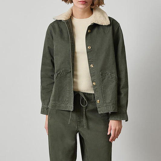 Washed Twill Pleat Back Jacket in Juniper