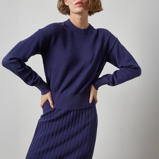 Relaxed Crewneck Sweater in Neptune