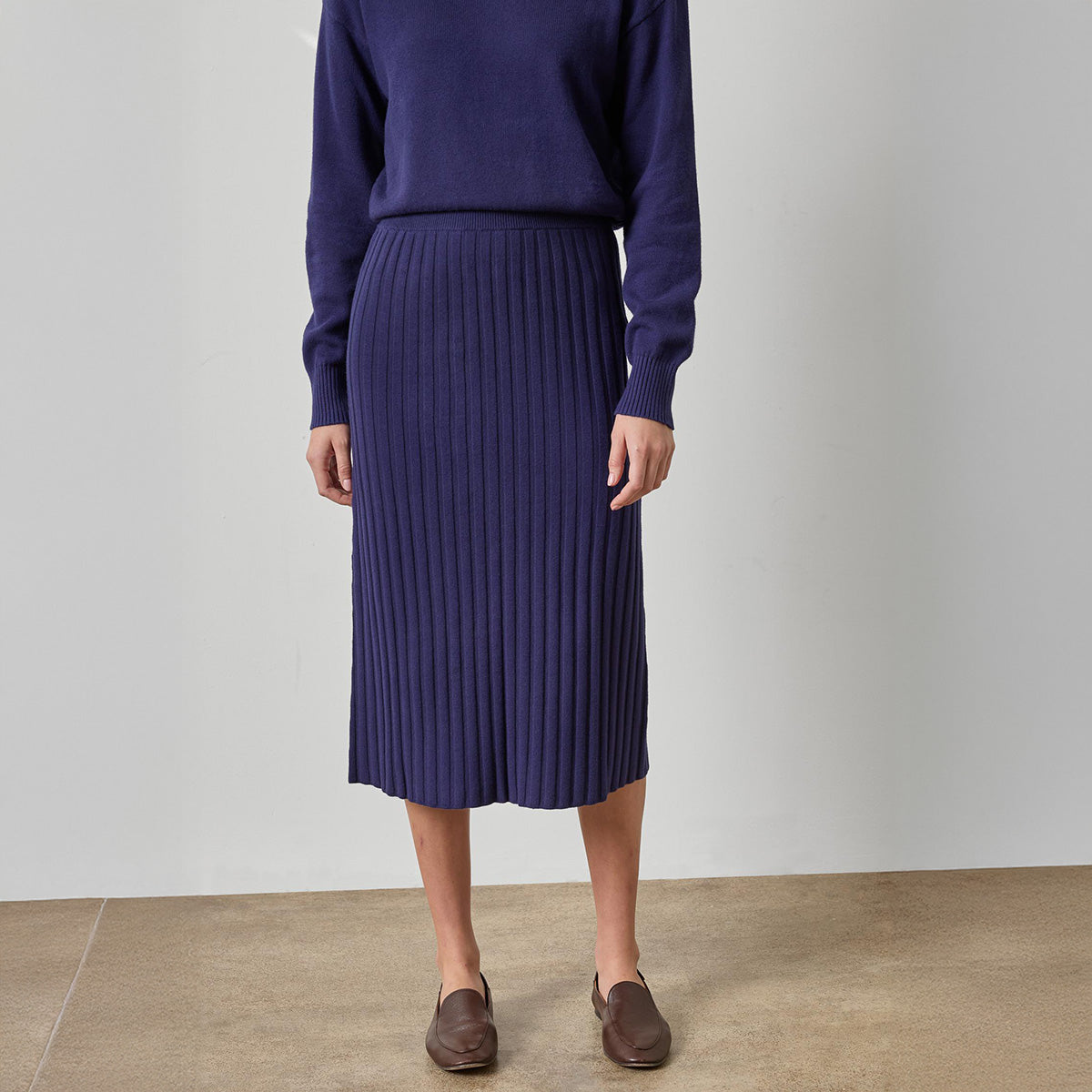 Rib Sweater Skirt in Neptune