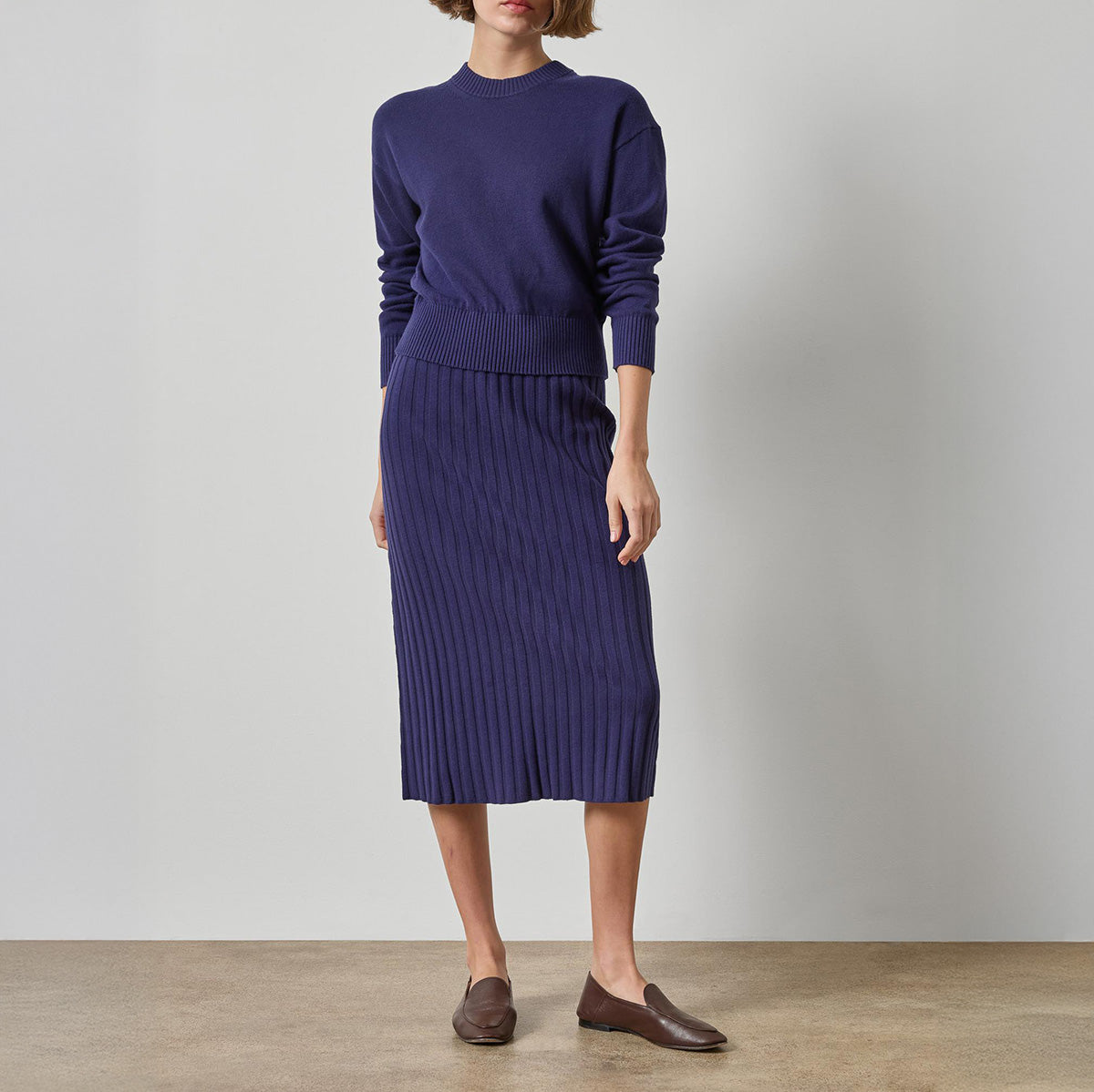 Rib Sweater Skirt in Neptune