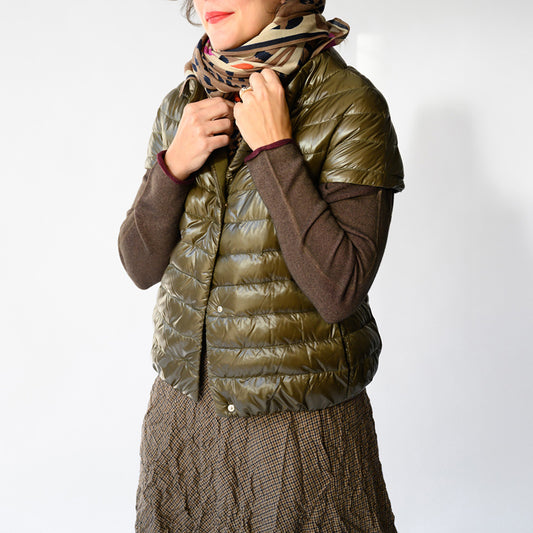 Emilia Nylon Vest in Army Green